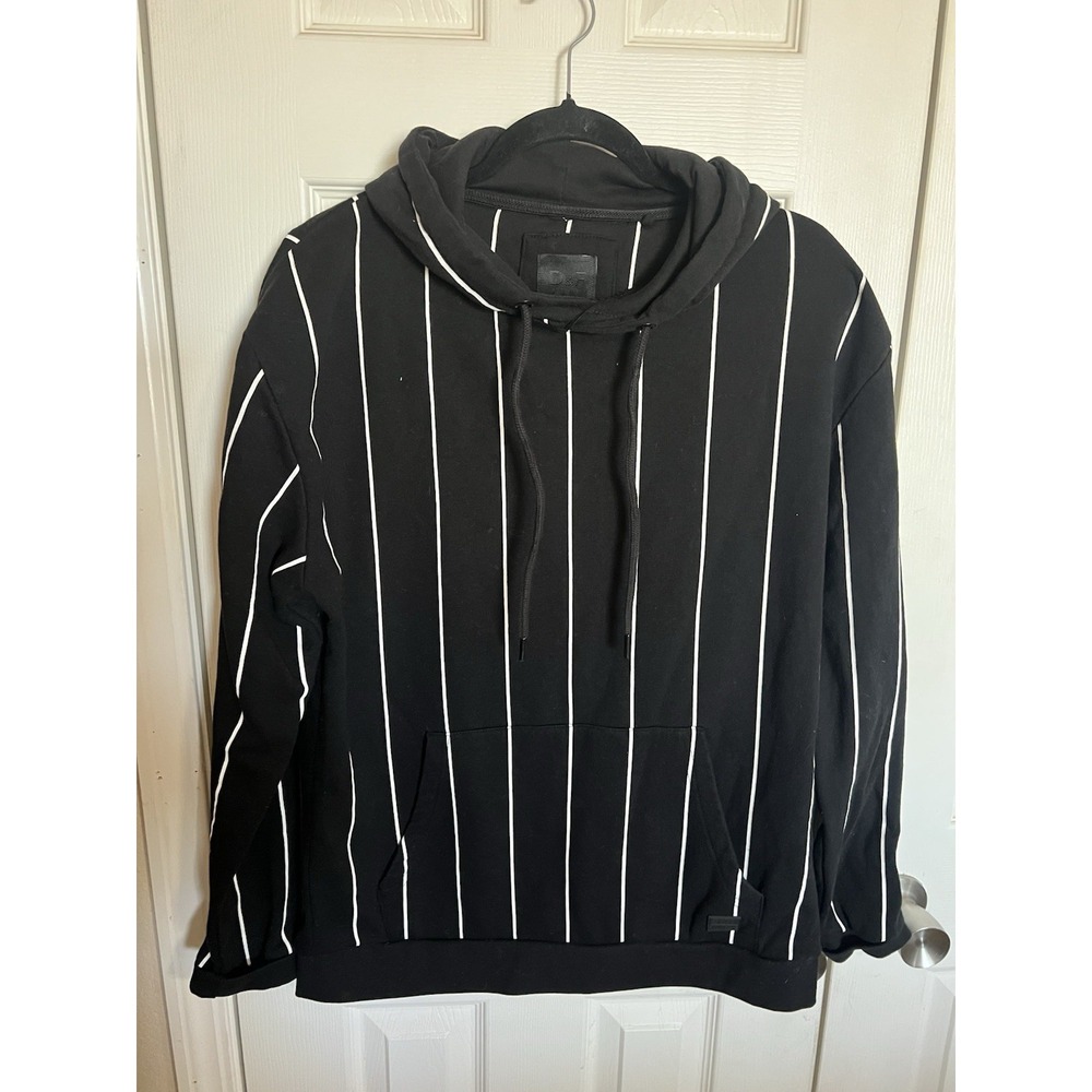 Denim & Flowers Ricky Singh Hoodie Stripped‎ Black And White XL
